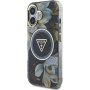 Guess IML Glitter Magnolia és Triangle Logo tok MagSafe-el* iPhone 16-hoz - fekete