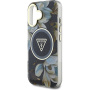 Guess IML Glitter Magnolia és Triangle Logo tok MagSafe-el* iPhone 16-hoz - fekete