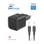 Swissten GaN adapter szett USB-C porttal és USB-C–USB-C kábellel – 20W – 1,2 m – fekete