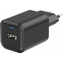 Swissten GaN töltő adapter USB-C / USB-A portokkal - 45W - fekete