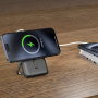 Swissten vezeték nélküli MagSafe powerbank állvánnyal és USB-C porttal - 10 000 mAh - fekete
