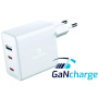 Swissten GaN töltő adapter 2x USB-C / USB-A porttal - 70W - fehér