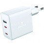 Swissten GaN töltő adapter 2x USB-C / USB-A porttal - 70W - fehér
