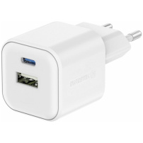 Swissten GaN töltő adapter USB-C / USB-A portokkal - 35W - fehér
