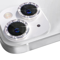NORTHJO üveg csillogó kerettel az iPhone 14/14 Plus hátsó kamera lencséinek védelmére - ezüst