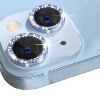 NORTHJO üveg csillogó kerettel az iPhone 14/14 Plus hátsó kamera lencséinek védelmére - kék