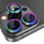NORTHJO üveg fém kerettel az iPhone 12 Pro Max hátsó kamera lencséinek védelmére - szivárvány