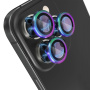 NORTHJO üveg fém kerettel az iPhone 12 Pro Max hátsó kamera lencséinek védelmére - szivárvány