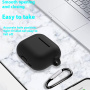 Szilikon tok karabinerrel és elvesztés elleni pánttal AirPods 4 / 5 - sötétkék