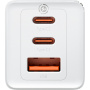 Baseus GaN5 Pro gyorstöltő adapter szett 2x USB-C / USB-A porttal és USB-C - USB-C kábellel - 65W - 1 m - fehér