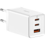 Baseus GaN5 Pro gyorstöltő adapter szett 2x USB-C / USB-A porttal és USB-C - USB-C kábellel - 65W - 1 m - fehér