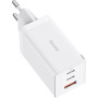 Baseus GaN5 Pro gyorstöltő adapter szett 2x USB-C / USB-A porttal és USB-C - USB-C kábellel - 65W - 1 m - fehér
