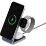 ENERGEA MagTrio Plus 3 az 1-ben összecsukható mágneses vezeték nélküli állvány iPhone / Apple Watch / AirPods készülékekhez - 15W - sötétkék