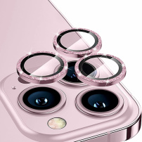 ENKAY üveg csillogó kerettel az iPhone 14 Pro / 14 Pro Max hátsó kamera lencséinek védelmére - rózsaszín