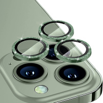 ENKAY üveg csillogó kerettel az iPhone 14 Pro / 14 Pro Max hátsó kamera lencséinek védelmére - zöld