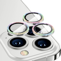 ENKAY üveg csillogó kerettel a hátsó kamera lencséi védelmére iPhone 14 Pro / 14 Pro Max - szivárvány