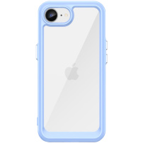Fényes átlátszó tok színes kerettel iPhone 16e / 17e készülékhez - világoskék