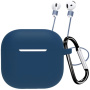 Szilikon tok karabinerrel és elvesztés elleni pánttal AirPods 4 / 5 - sötétkék