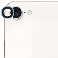 Rurihai edzett üveg fém kerettel a hátsó kamera lencséjének védelmére iPhone 16e / 17e készülékhez - kék