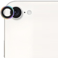 Rurihai edzett üveg fém kerettel a hátsó kamera lencséjének védelmére iPhone 16e / 17e - szivárványos