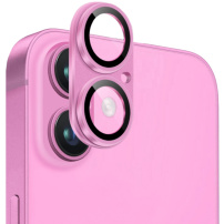 NORTHJO edzett üveg fém kerettel az iPhone 16/16 Plus fényképezőgép lencséinek védelmére - rózsaszín