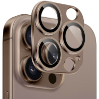 NORTHJO edzett üveg fém kerettel az iPhone 16 Pro / 16 Pro Max fényképezőgép lencséinek védelmére - barna