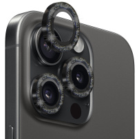 NORTHJO üveg csillogó kerettel az iPhone 15 Pro / 15 Pro Max hátsó kamera lencséinek védelmére - fekete