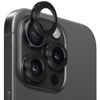 NORTHJO üveg fém kerettel az iPhone 15 Pro / 15 Pro Max hátsó kamera lencséinek védelmére - fekete