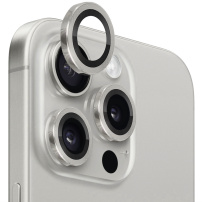 NORTHJO üveg fém kerettel az iPhone 15 Pro / 15 Pro Max hátsó kamera lencséinek védelmére - szürke