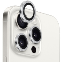 NORTHJO üveg fém kerettel az iPhone 15 Pro / 15 Pro Max hátsó kamera lencséinek védelmére - ezüst