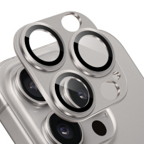 NORTHJO edzett üveg fém kerettel az iPhone 15 Pro / 15 Pro Max fényképezőgép lencséinek védelmére - szürke