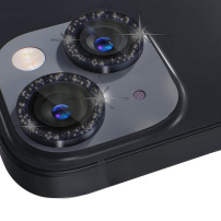 NORTHJO üveg csillogó kerettel az iPhone 14/14 Plus hátsó kamera lencséinek védelmére - fekete