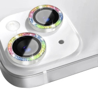 NORTHJO üveg csillogó kerettel az iPhone 14/14 Plus hátsó kamera lencséinek védelmére - szivárvány