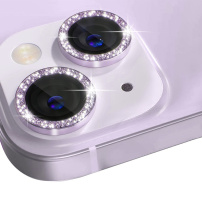 NORTHJO üveg csillogó kerettel az iPhone 14/14 Plus hátsó kamera lencséinek védelmére - lila