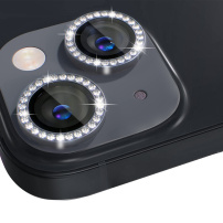 NORTHJO üveg strasszokkal az iPhone 14/14 Plus hátsó kamera lencséinek védelmére - szürke