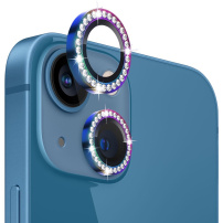 NORTHJO üveg strasszokkal a hátsó kamera lencséjének védelmére iPhone 13/13 mini-hez - szivárvány