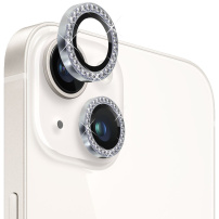 NORTHJO üveg strasszokkal az iPhone 13/13 mini hátsó kamera lencséjének védelmére - ezüst