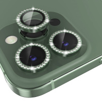 NORTHJO üveg strasszokkal az iPhone 13 Pro / 13 Pro Max hátsó kamera lencséinek védelmére - zöld