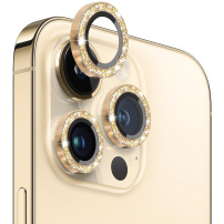 NORTHJO üveg csillogó kerettel az iPhone 12 Pro Max hátsó kamera lencséinek védelmére - arany