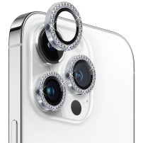 NORTHJO üveg strasszokkal az iPhone 12 Pro Max hátsó kamera lencséjének védelmére - ezüst