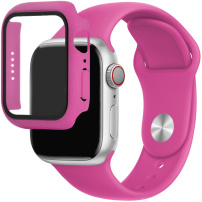 Szilikon szíj edzett üvegtokkal Apple Óra 41mm - rózsaszín