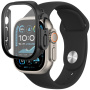 Szilikon szíj edzett üvegtokkal Apple Ultra 49mm karóra - fekete