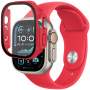 Szilikon szíj edzett üvegtokkal Apple Ultra 49mm karóra - piros