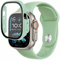 Szilikon szíj edzett üvegtokkal Apple Ultra 49mm karóra - zöld