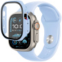 Szilikon szíj edzett üvegtokkal Apple Ultra 49mm karóra - világoskék