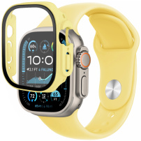 Szilikon szíj edzett üvegtokkal Apple Ultra 49mm karóra - sárga