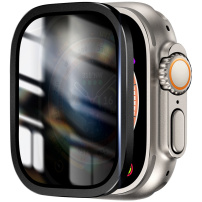 Edzett Anti-Spy üveg fém kerettel Apple Ultra 49mm karóra - fekete