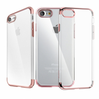 Baseus luxus fényes áttetsző tok Apple iPhone SE (2020/2022) / 8 / 7-re -arany rózsaszín