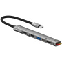 5 az 1-ben USB-C / 2x USB-C / USB-A / SD és TF olvasóadapter iPhone / iPad / MacBook számára - ezüst