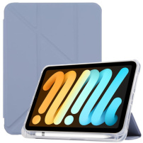 Borító állvánnyal origami és Apple Pencil tárolóval - iPad mini 6 / mini 7 - kékes-szürke
